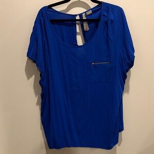 Penningtons Royal Blue Short Sleeve Scoop Neck Tee with Zip Pocket